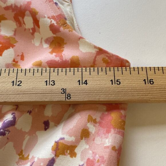 Ann Taylor Dress Size 2 Petite Orange Pink Purple Sheath Sleeveless Party - Picture 3 of 7